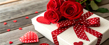 Valentine’s Day gift box with red roses